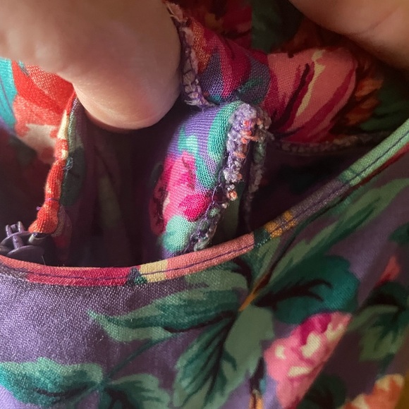 Vintage 80s David Benjamin Floral Drop Waist Midi Dress Prairie CottageCore - Picture 11 of 11